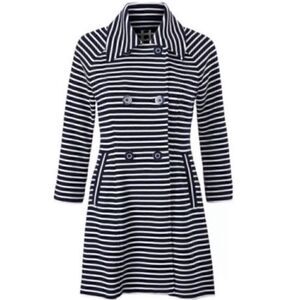 CAbi Navy & White Striped Maritime Trench Coat Med